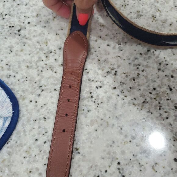 Nautical Theme Marlin Canvas, Leather Brass Mens Belt, Size 42 - Picture 4 of 6